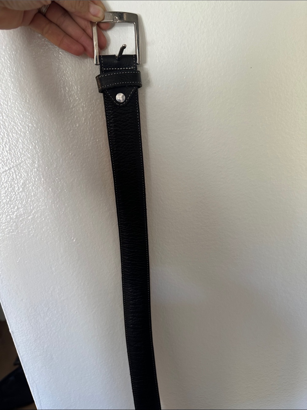 MEXICANA Black Leather Men’s Belt with Silver Buckle